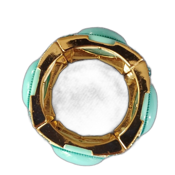 Bracelet Stretchy Blue Rhinestones and Gold Hardware  OS - Picture 2 of 4